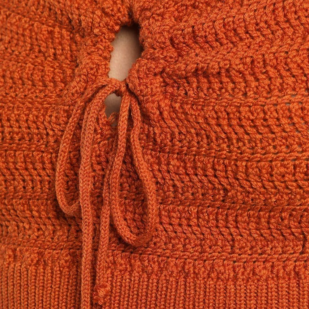 Lulus Rust Brown Knit Cropped Keyhole Tank Top - Size S - Picture 3 of 4